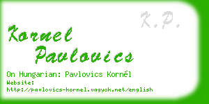 kornel pavlovics business card